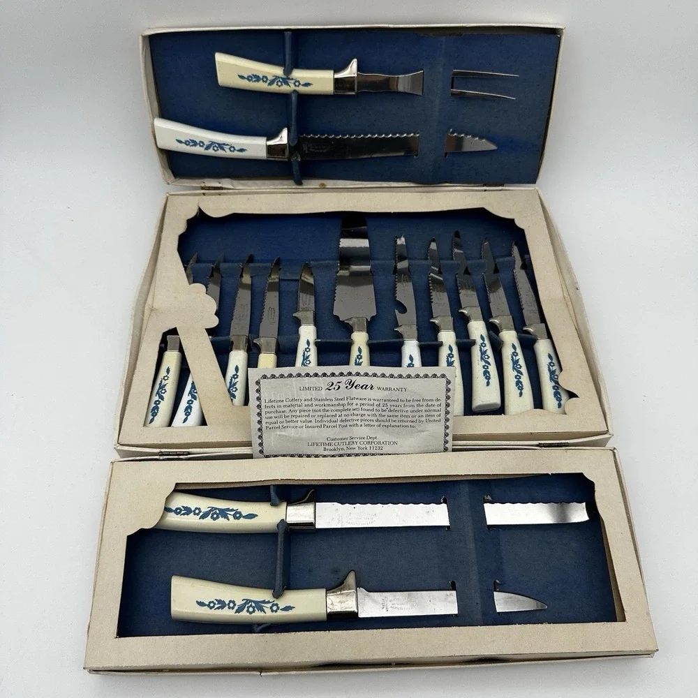 Vintage Sheffield Golden Prestige 15 of 19 pc Set of‎ Kitchen Knives  NOS